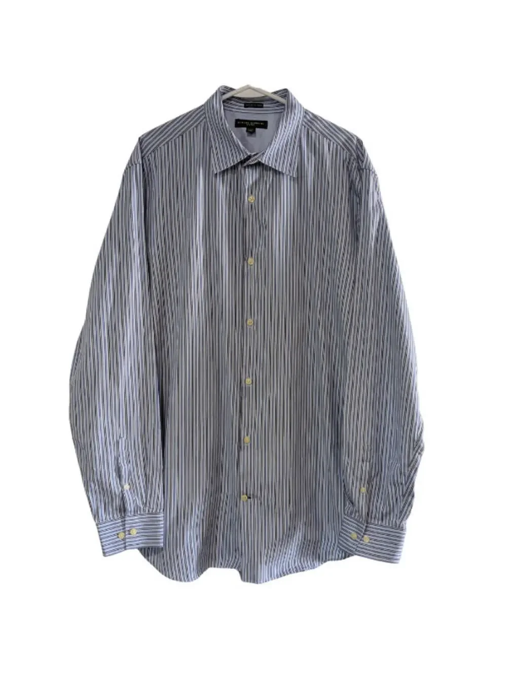 Banana Republic Men's Fitted Striped Button Down Shirt Blue XL (17-17.5), Cotton